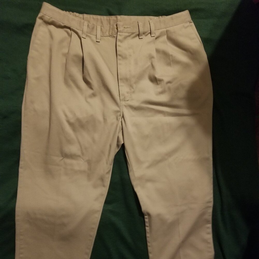 Legendary Gold 44 x 30 tan khaki pants with expanding waist band